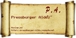 Pressburger Aldó névjegykártya
